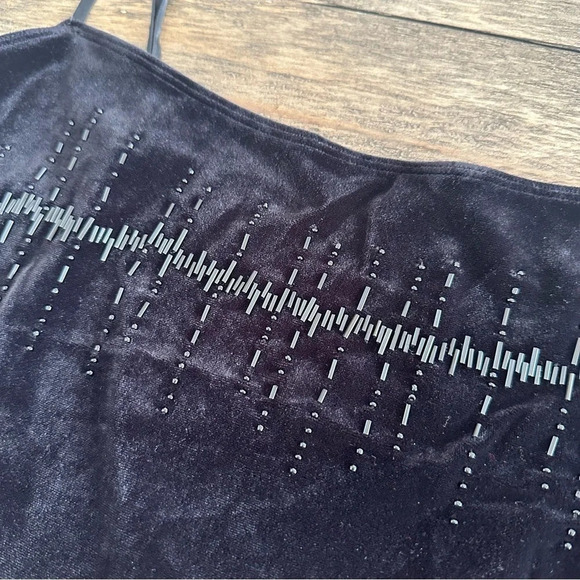 Vintage 90s Victoria’s Secret Large Black Velour Sequin Chemise Lingerie Dress L - Picture 2 of 7